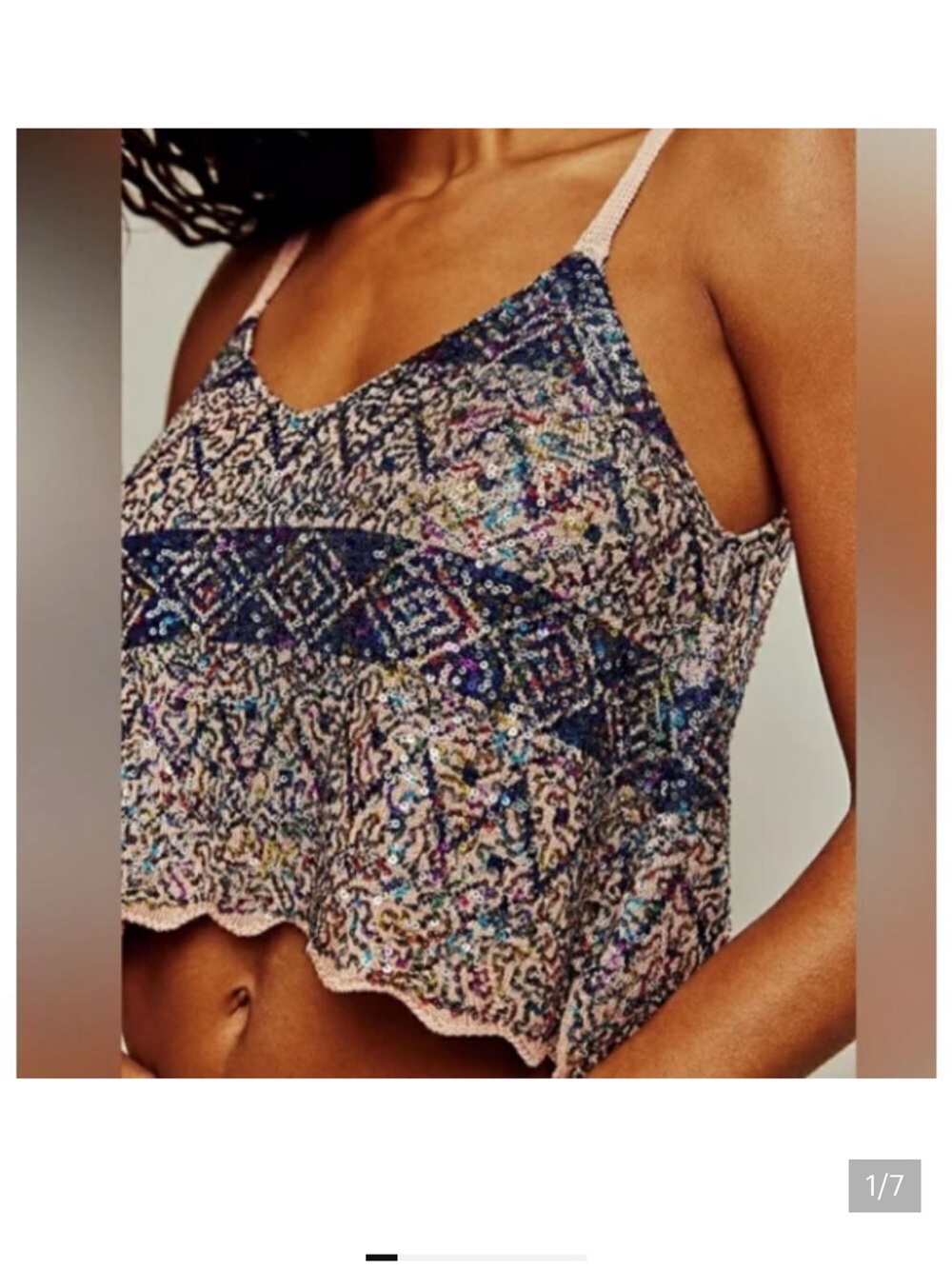 NWT Free People Shimmy Cropped Sequin Tank Top Womens Medium Twighlight Rose